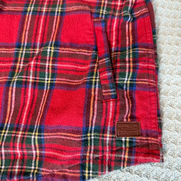 LL Bean Scotch Plaid Flannel Shirt Relaxed Fit Hoodie Womens Large Red Shacket - Picture 5 of 9